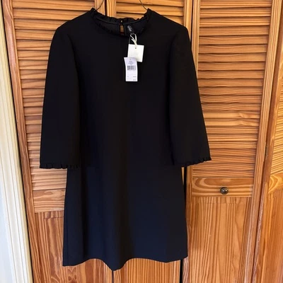 Vestido Kate Spade Saturday preto com babado gola 3/4 manga curta tamanho 2 novo com etiquetas - Imagem 1 de 4