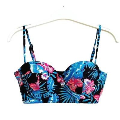 Roxy Floral Push Up Bra Women's Size Small Blue Polyamide Blend Foto 1 de 3