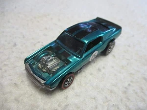 HOT WHEELS REDLINE AQUA BLACK MUSTANG BOSS HOSS #5 NBR DARK INT 1969 VINTAGE - Picture 1 of 5