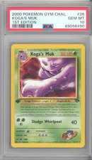 PSA 10 - Pokemon Card - Gym Challenge 26/132 - KOGA'S MUK *1st Edition* GEM MINT