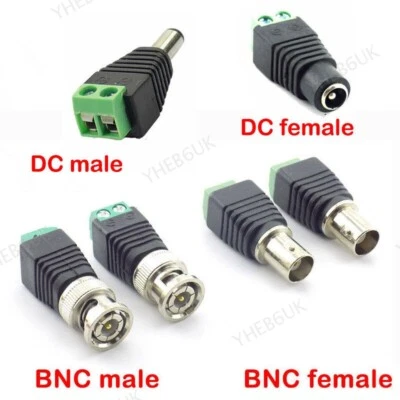 5/10X BNC DC Male female Connector Adapter for Camera CCTV Video Balun Cable - Image 1 of 4