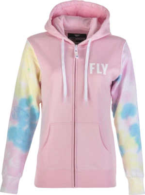 Fly Racing Women'S Fly Tie-Dye Zip Up Hoodie Pink/Yellow/Blue Md | 358-0071M - Image 1 of 2