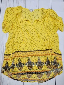 Lucky Brand Women's Yellow Brown Orange Aztec Blouse/Top, Size XS - Picture 1 of 4