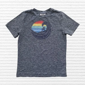 Hanna Andersson Boys Hang Ten Surfing Tee Shirt Marled Blue Short Sleeve Sz 6-7 - Picture 1 of 11