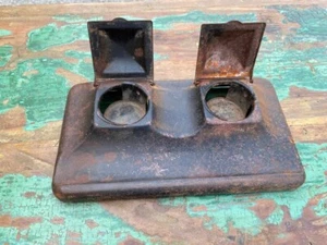 Antique Old Iron Metal Inkwell Ink Pot - Picture 1 of 5