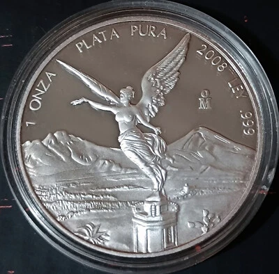 MÉXICO 2008 LIBERTAD PROOF onza de plata, fecha rara, ver imgs., difícil de encontrar Foto 1 de 2