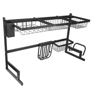 New 2-Tier Over the Sink Dish Drying Rack Stainless Steel Utensil Organizers - Picture 1 of 8