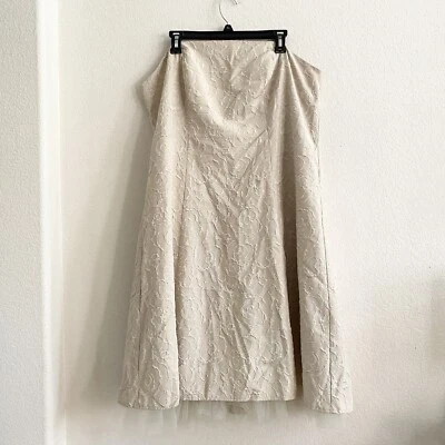 Onyx Nite Strapless Beige  Midi Length Gown Golden Shimmer Tulle Hem Dress 14 - Image 1 of 4