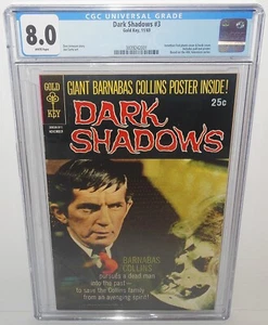 Dark Shadows #3 CGC 8.0: Póster de Barnabas Collins y llave dorada 1969 + páginas blancas - Imagen 1 de 3