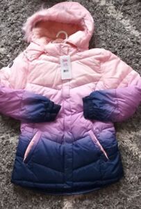 Girls justice sherpa lined ombre puffer hooded jacket size 12/14 new 