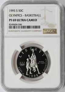 1995-S 50c Olympics Basketball Commemorative Half Dollar NGC PF69 Ultra Cameo - Picture 1 of 4