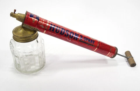 Vintage HUDSON Continuous Sprayer - 20 oz Glass Bottle - 2 Spray - Hand Pump Cover