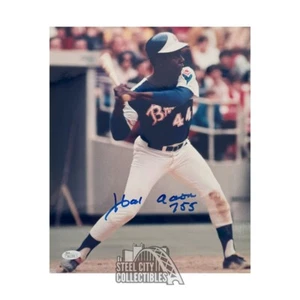 Hank Aaron Autographed Atlanta Braves 11x14 Baseball Photo - JSA (Blue Jersey) - Picture 1 of 1