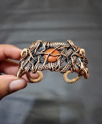 Bracelete ajustável feito à mão com fio de pedra do sol joia de cobre para presente - Imagem 1 de 4