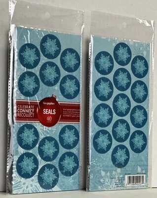 Sellos de Navidad Geographics Blue Snowflakes paquete de 1 40 unidades Foto 1 de 3