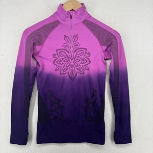 ATHLETA Top XS Baroque Ombre 1/4 Zip Gym Running Thumbshole Long Sleeve Purple - Picture 1 of 12