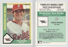 1990 CMC AAA Rochester Red Wings Green Backs Greg Biagini #26