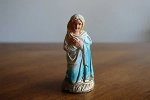 Chippy VTG Chalkware Christmas Nativity Figurine Mary Kneeling Closed Eyes 3"H - Picture 1 of 8