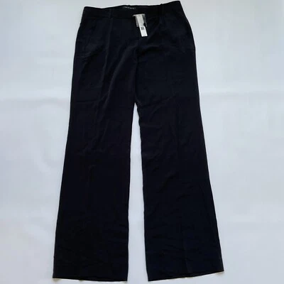 Pantalones de vestir rectos de seda Eden de Theory para mujer $255 calce relajado en negro talla 12 Foto 1 de 4