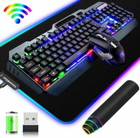 3in1 Rechargeable Wireless Backlit Keyboard Mouse Combo + RGB MousePad For PS4