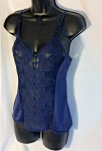 Vintage Vanity Fair Camisole Teddy Cami Size 32 Blue Lace Sexy Leisure - Picture 1 of 6