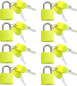 Small Mini Durable ABS Cover Brass Body Individually Keyed Padlock 8pc Red - Picture 1 of 5