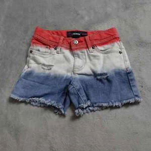 Jordache Cut Off Shorts Girls Size 6 Red White Blue Tie Dye Denim Activewear - Picture 1 of 15