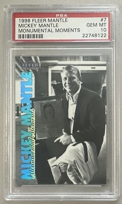 PSA 10 GEMAS COMO NUEVAS 1998 FLEER MICKEY MANTLE MOMENTOS MONUMENTALES #7 Foto 1 de 2