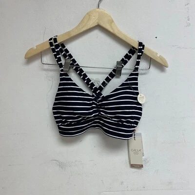 Calia Women's Runched Front Cross Back Racerback Top Stripe Black WSA23204PRT - Image 1 of 4