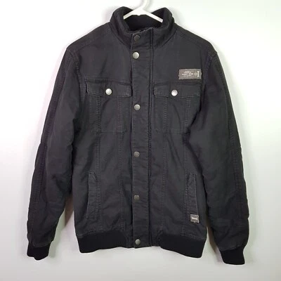 Vintage Lonsdale Denim Cargo Bomber Jacket Mens Size XS Black Full Zip High Neck - Image 1 of 4