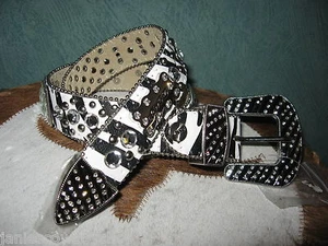WESTERN LEATHER KIDS COWGIRL GIRLS DARK CONCHO ZEBRA RHINESTONES BLING SIZE XS - Picture 1 of 8