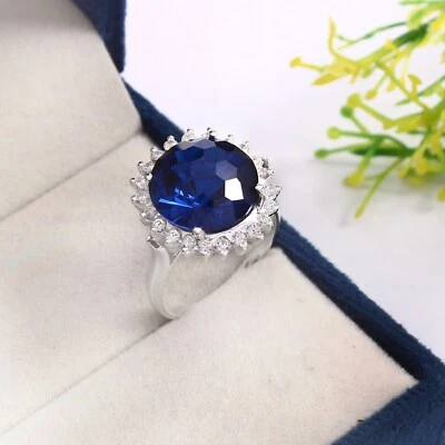 Anello Fatti A Mano In Argento Sterling 925 Blu Spinale Regali Di Fidanzamento - Immagine 1 di 4