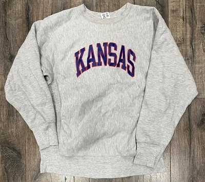 Vintage 80s 90s Kansas Jayhawks Champion Reverse Weave Large Sweater Crewneck - Image 1 of 3