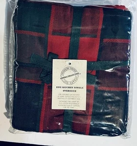 Paquete de 5 toallas de cocina de gran tamaño 100 % algodón tejido de canasta Navidad búfalo a cuadros - Imagen 1 de 2