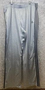 Adidas Men’s 2XL Workout Track Pants Wide Leg Gray Black Stripes Drawstring - Picture 1 of 11