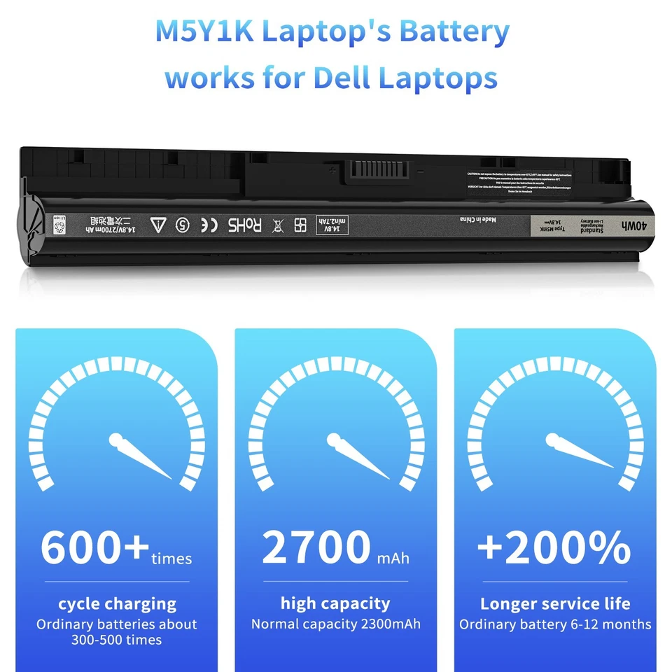 Batería M5Y1K para Dell Inspiron 15 5000 3000 5566 5555 5558 14 5559 5758/cargador Foto 1 de 4