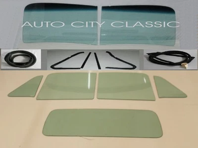 Sellos traseros de puerta de ventilación parabrisas camioneta Chevy GMC 1951-1953 de vidrio verde sin moldura Foto 1 de 4