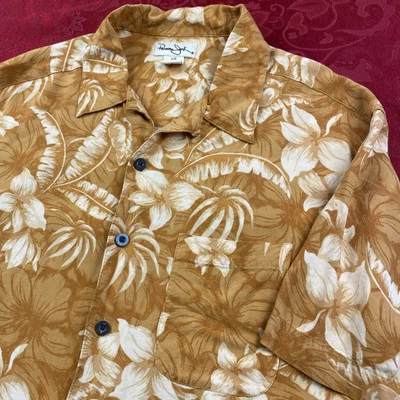 Camisa Hawaiana PANAMA JACK Para Hombres L Naranja Manga Corta Floral Tropical Rayón Foto 1 de 4