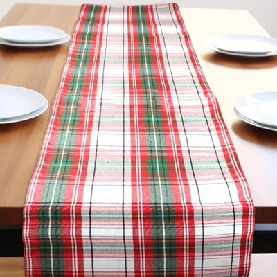  Christmas Table Runner Christ Check Table Runner 14" x 72" Christmas Checks - Image 1 of 4