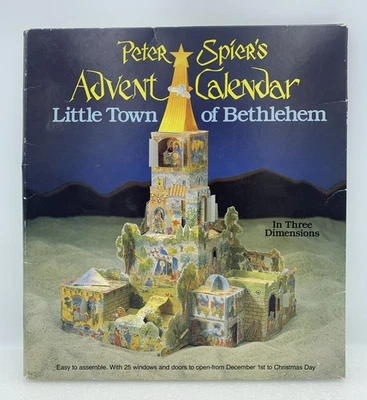 Винтажный 1987 Peter Spier's Advent календарь маленький город Вифлеем 3D картон - Изображение 1 из 4