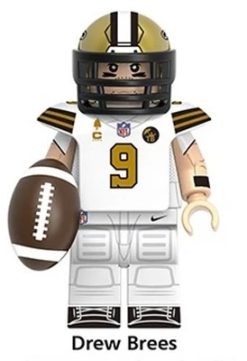 Minifigura de bloque de construcción de fútbol americano Drew Brees New Orleans Saints Foto 1 de 2