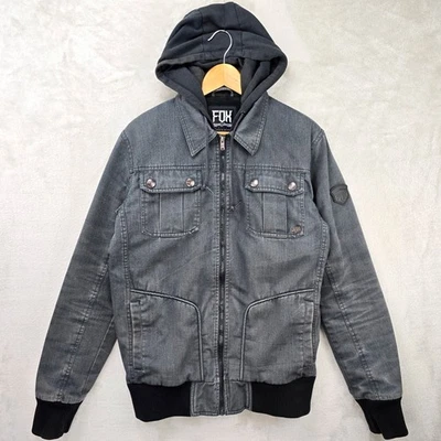 Fox Racing Hooded Jacket Mens Medium Gray Embroidered Vtg Y2K Motocross  - Image 1 of 4