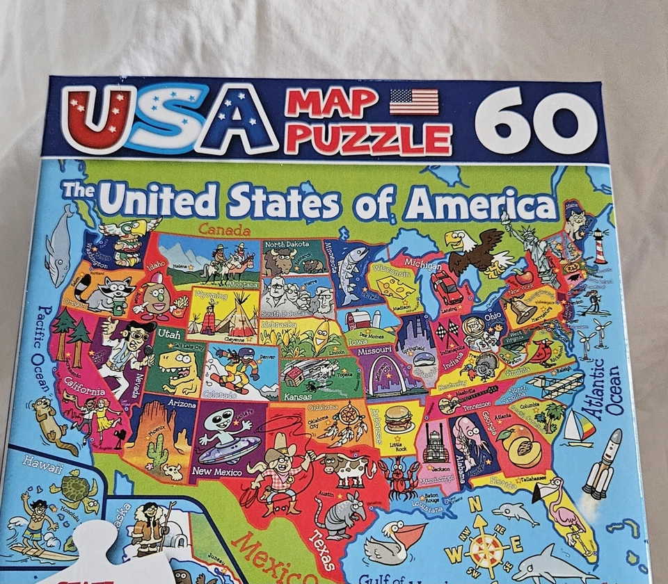  60 Piece USA Map with Capitals Puzzle Never Opened With Some Creases In The Box - Image 1 of 1