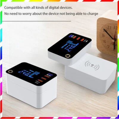 Fast Charging station hub with Touch Multi-port USB+1QC3.0+1Type-c+ Wireless - Image 1 of 4