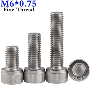 M6 - 0.75 Fine Thread Stainless Steel Hex Socket Cap Head Screws Allen Key Bolts - Picture 1 of 12