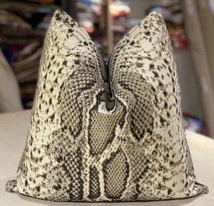 PAIR KRAVET COUTURE ANTHRACITE "LIZARD CHIC" SNAKESKIN PRINT CUSTOM PILLOWS - Picture 1 of 2