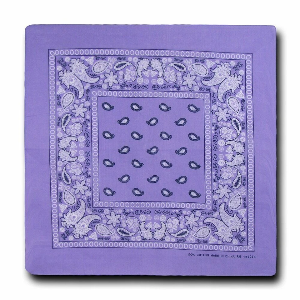 Bandana 100% Cotton FaceMask Bandanas Head Wrap Scarf Paisley Solid Handkerchief - Image 1 of 1