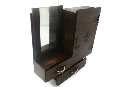 Art Deco Kitchen Apothecary Medicine Wall Bathroom Cabinet Wood Mirror 1920s Cover