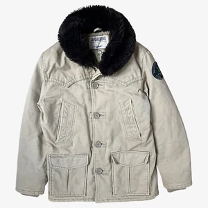 Vintage 90s Men's Schott NYC Rancher Khaki Cargo Jacket With Faux Fur Collar - Imagen 1 de 10