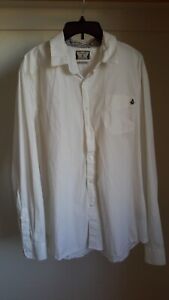 Volcom Mens Size Large Classic Fit  Button-Front Long Sleeve Off White Shirt